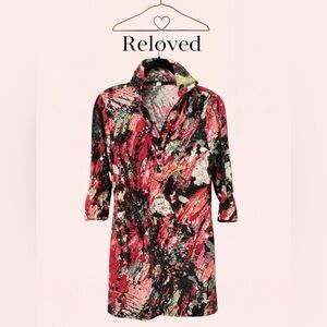 Aryeh Red and Black Artistic Print Chemise